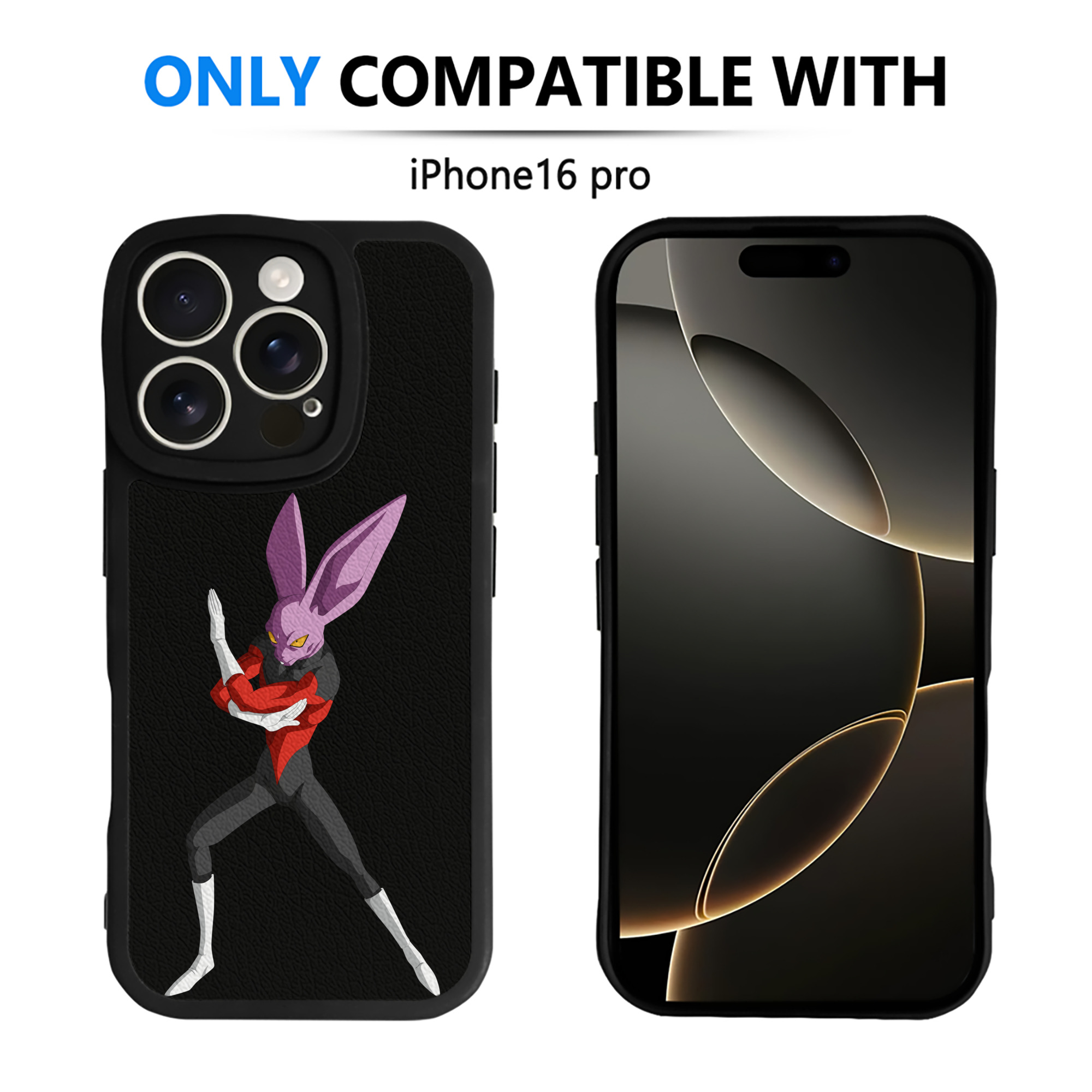 （画像用） ドラゴンボール ビルス 破壊神ビルス DRAGON BALL Beerus Birusu 【iPhone 16シリーズ対応】シリコンスマホケース（レザー調） 材質：シリコン